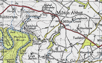 Old map of Milton Green in 1946