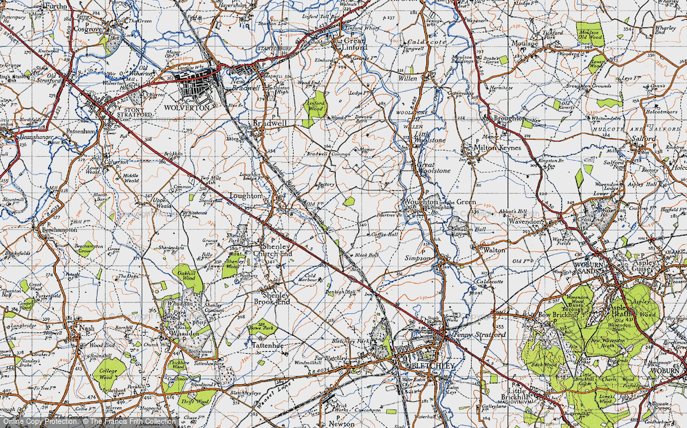 Historic Ordnance Survey Map Of Milton Keynes 1946