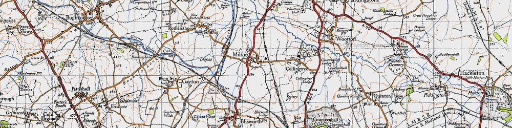Old map of Milton Malsor in 1946