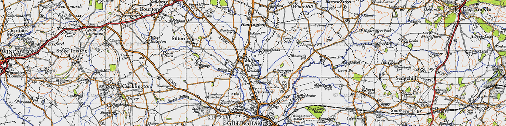 Old map of Milton on Stour in 1945