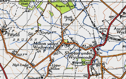 Old map of Milton under Wychwood in 1946