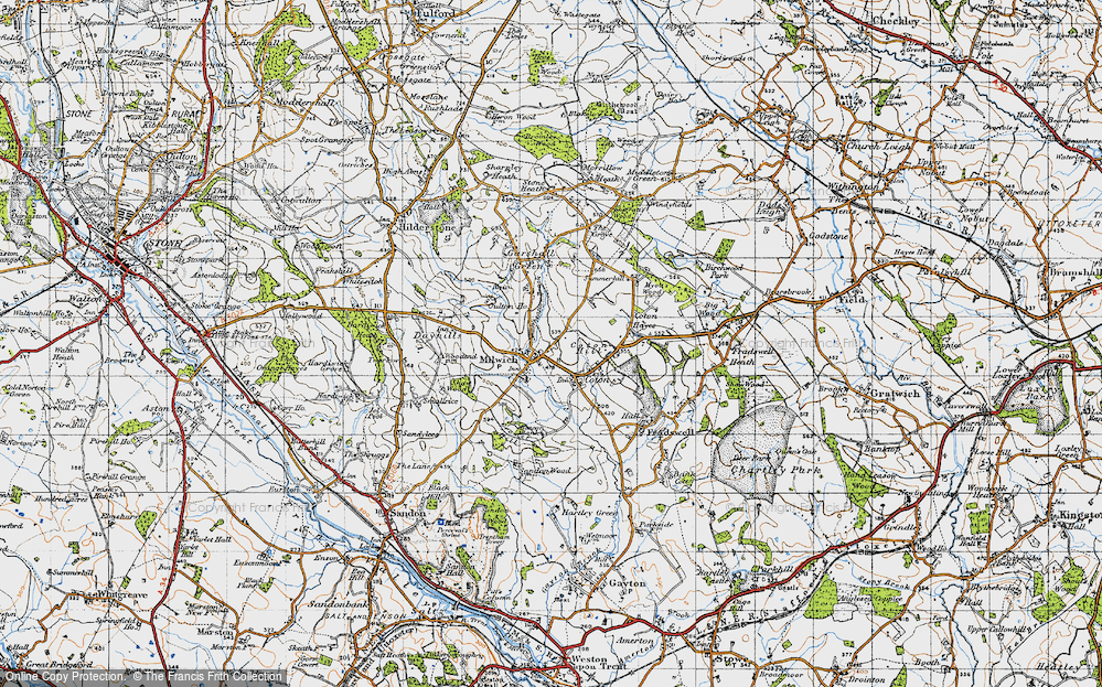 Old Map of Milwich, 1946 in 1946