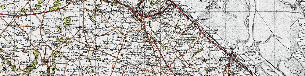 Old map of Milwr in 1947