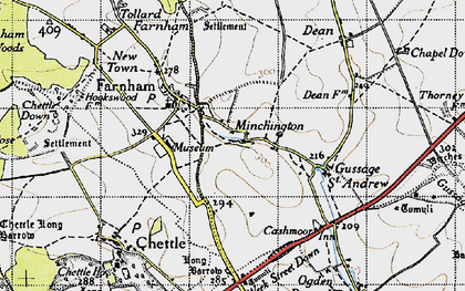 Old map of Minchington in 1940