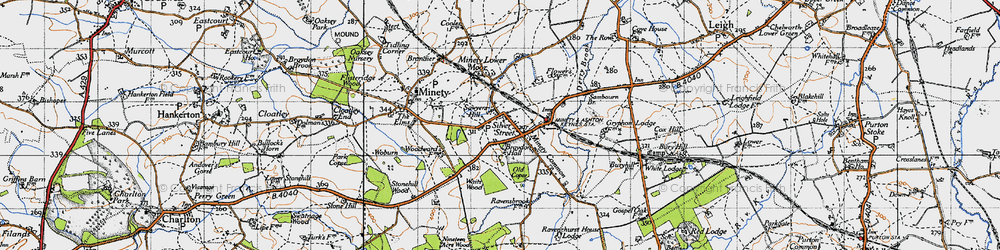 Old map of Minety in 1947