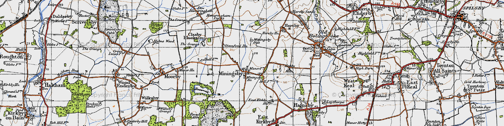 Old map of Miningsby in 1946
