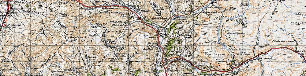 Old map of Minllyn in 1947