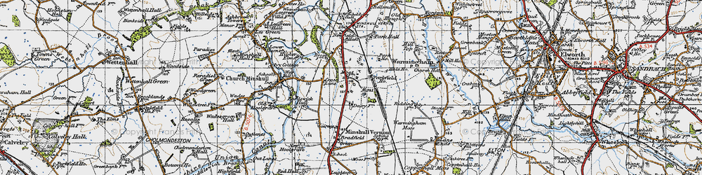 Old map of Minshull Vernon in 1947