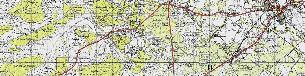 Old map of Minstead in 1940