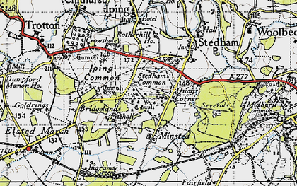 Old map of Minsted in 1945