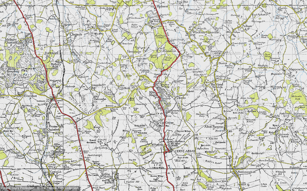 Old Map of Historic Map covering Bazon Hill in 1945