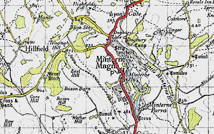 Old map of Minterne Magna in 1945