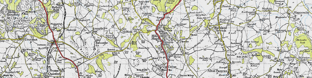 Old map of Minterne Magna in 1945