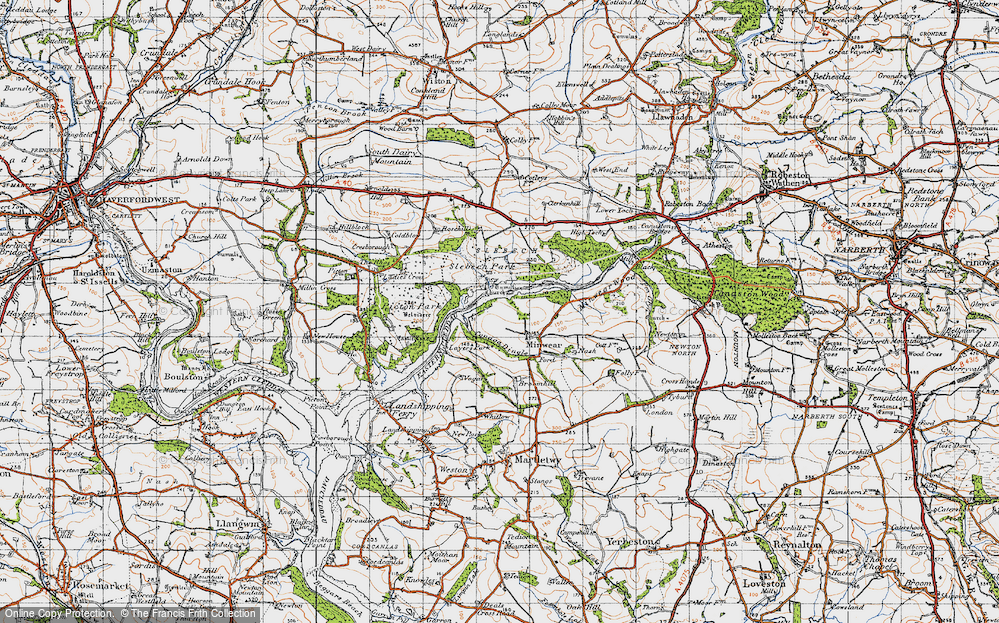 Old Map of Minwear, 1946 in 1946