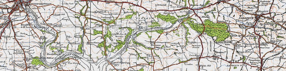 Old map of Minwear in 1946