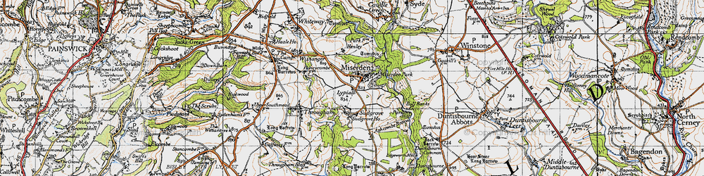 Old map of Miserden in 1946