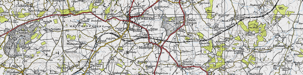 Old map of Misterton in 1945