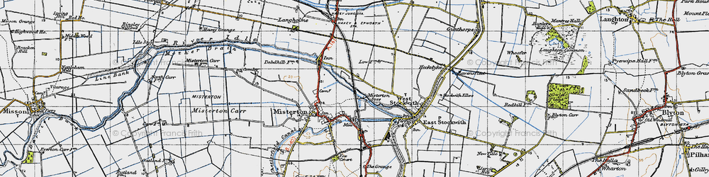 Old map of Misterton Soss in 1947