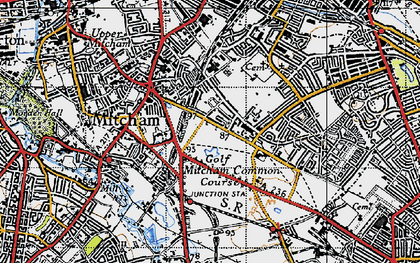 Old map of Mitcham in 1945