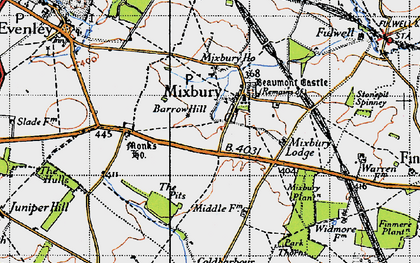 Old map of Mixbury in 1946