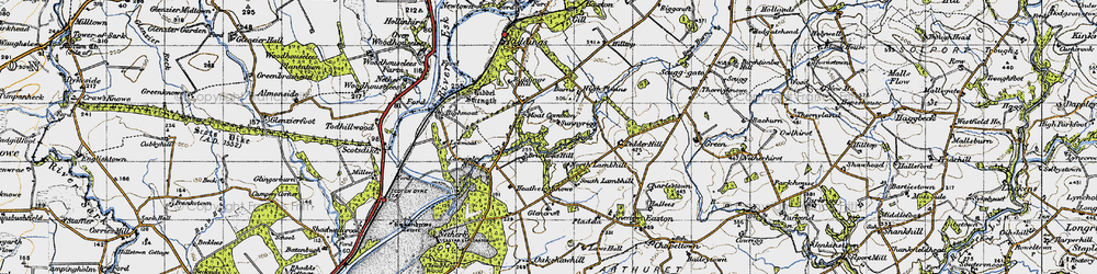 Old map of Bruntons Hill in 1947
