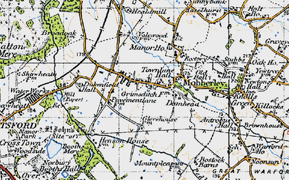 Old map of Mobberley in 1947