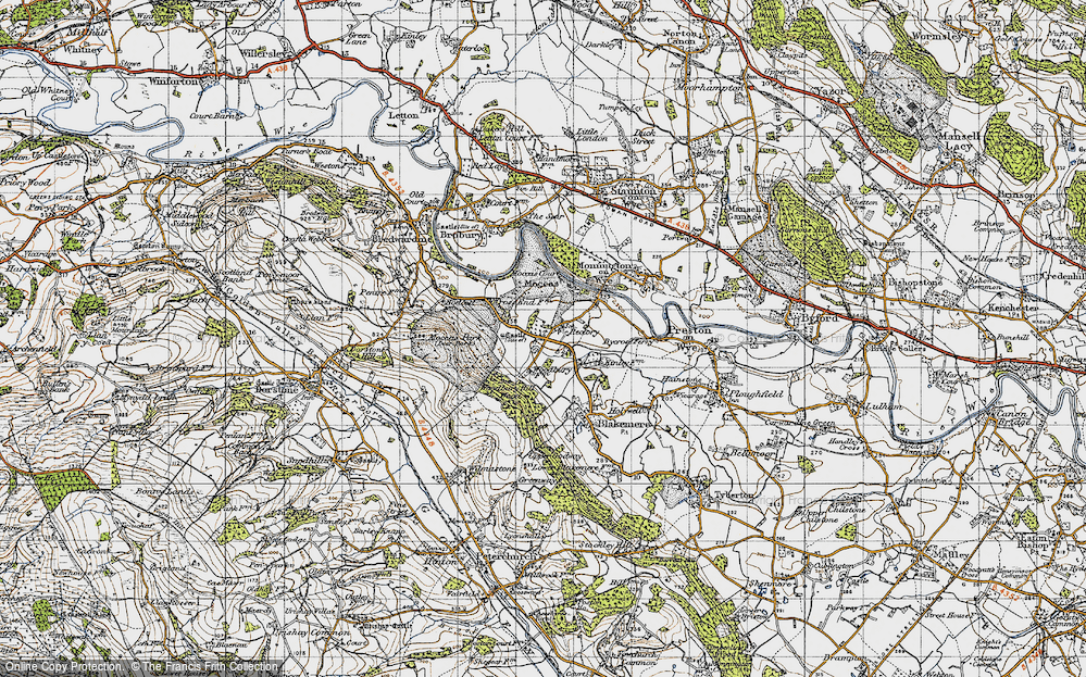Old Map of Historic Map covering Woodbury Hill Wood in 1947