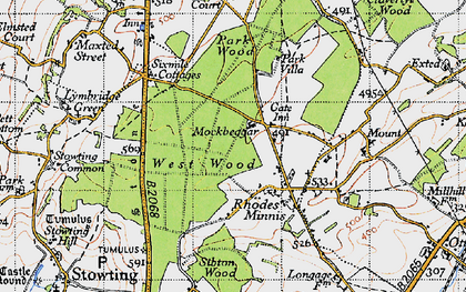 Old map of Mockbeggar in 1947