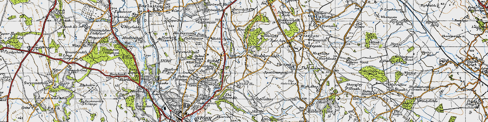 Old map of Moddershall in 1946