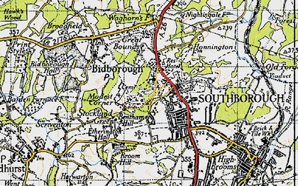 Old map of Modest Corner in 1946