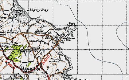 Old map of Ynys Moelfre in 1947