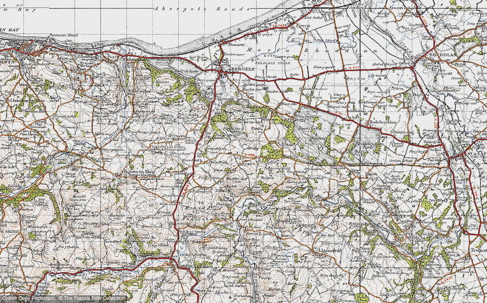 Old Map of Historic Map covering Ysgeirallt in 1947