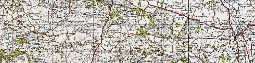 Old map of Bont-y-Gwyddel in 1947