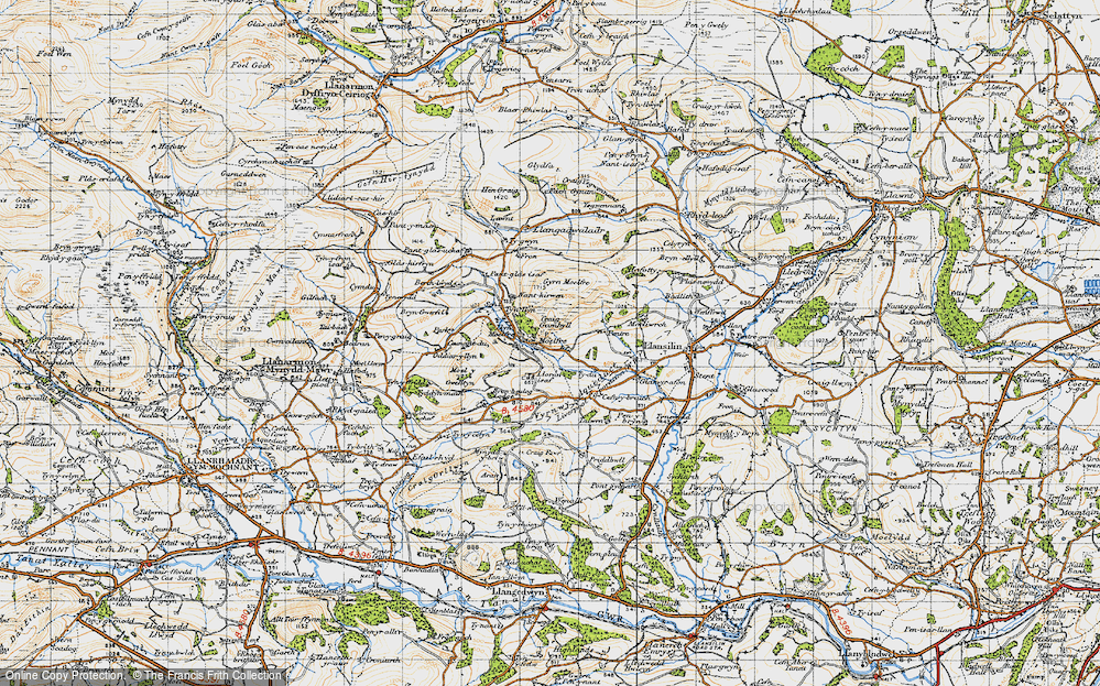 Old Map of Historic Map covering Efail-rhyd in 1947
