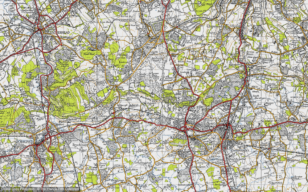Old Map of Historic Map covering Buckland Hills in 1940