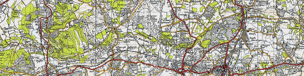 Old map of Buckland Hills in 1940