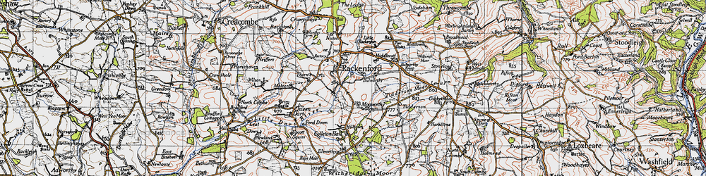 Old map of Witheridge Moor in 1946