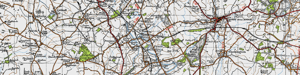 Old map of Ashby-de-la-Zouch Canal in 1946