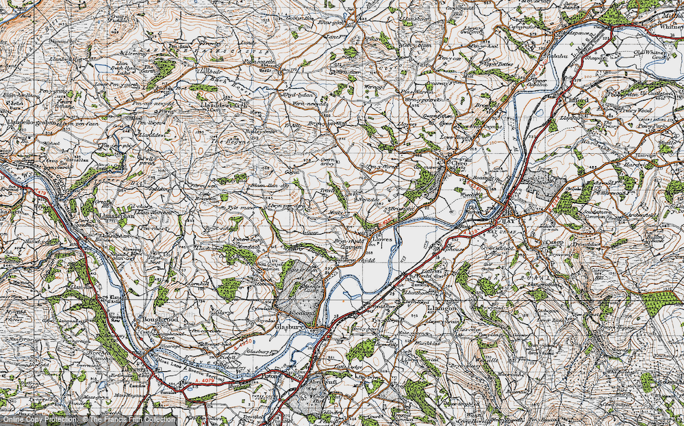 Old Map of Historic Map covering Bryn-y-garth in 1947