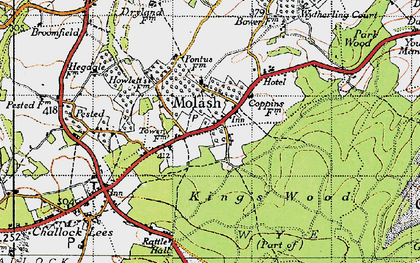 Old map of Molash in 1940
