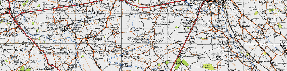 Old map of Molehill Green in 1945