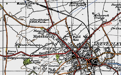Old map of Molescroft in 1947