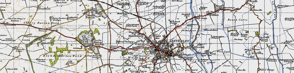 Old map of Molescroft in 1947