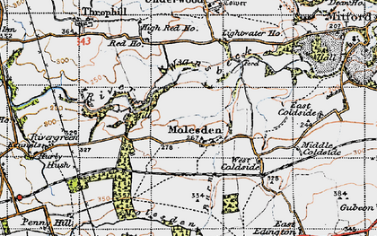 Old map of Molesden in 1947