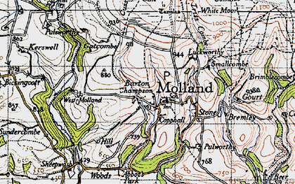 Old map of Molland in 1946