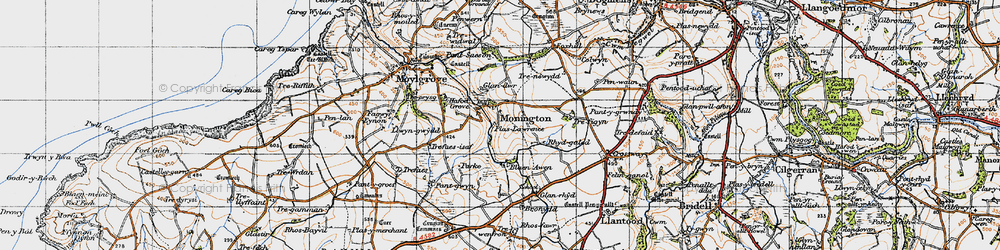 Old map of Monington in 1947