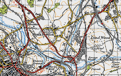 Old map of Monk Bretton in 1947