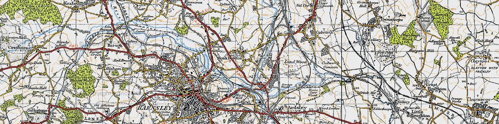 Old map of Monk Bretton in 1947