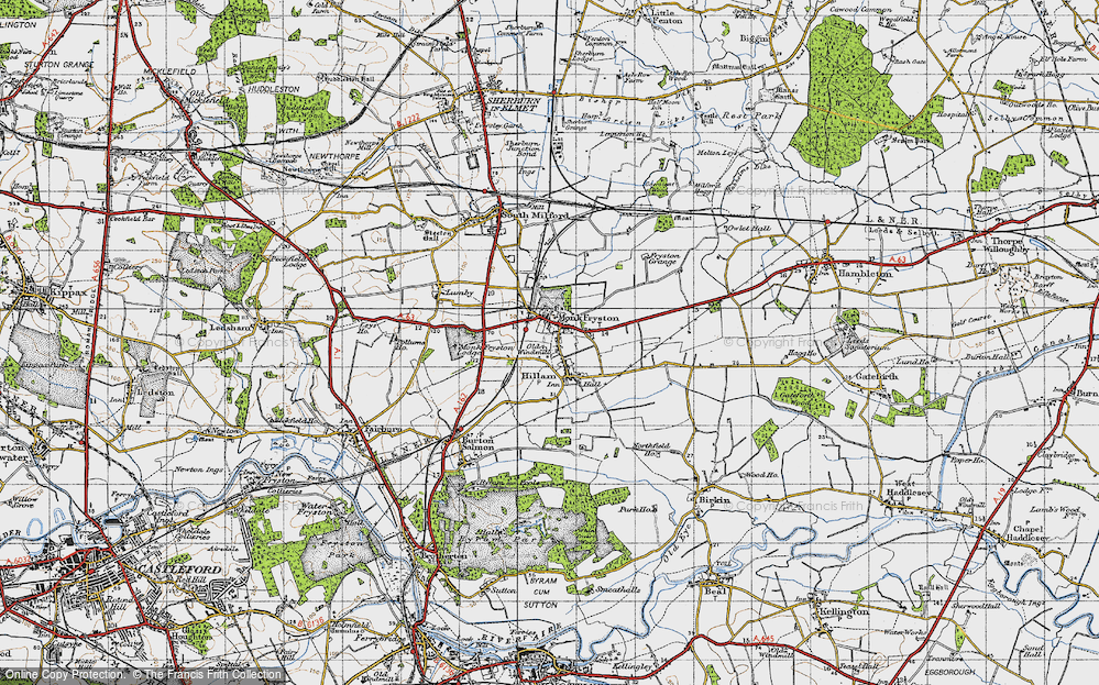Old Map of Monk Fryston, 1947 in 1947