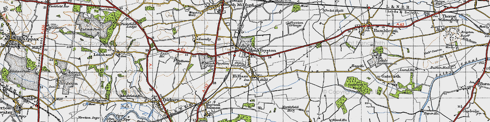 Old map of Monk Fryston in 1947